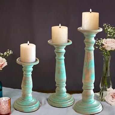 Polishing Wooden Candle Stand Set