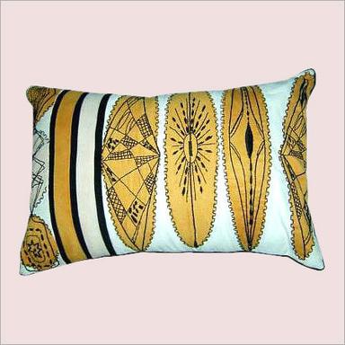 Cotton White Color Pillow Cover With Yellow Design