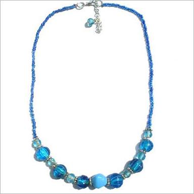 Blue Glass Beaded Necklace, Beaded Jewelry