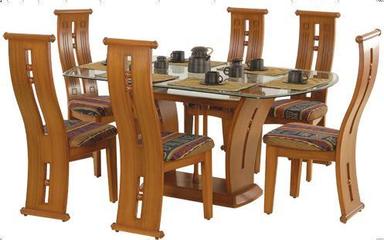  कुर्सी के साथ लकड़ी की खाने की मेज 