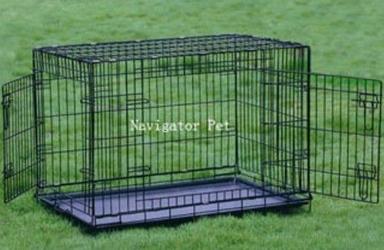 Double Door Pet Dog Metal Wire Cage Size: Small