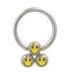 Captive Bead Ring Surgical Steel With Triple Smiley Bead