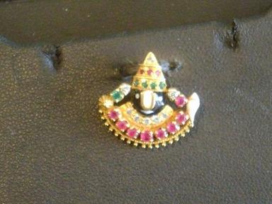 Diamond With Real Stone Lord Balaji Pendant in 18Kt Gold