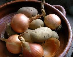 Fresh Potatoes And Onions