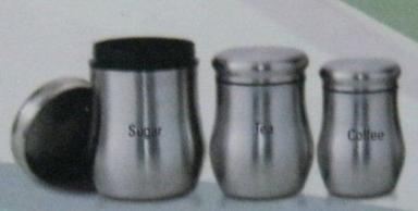 3 Pcs Stainless Steel Canister Set For Sugar, Tea And Coffee