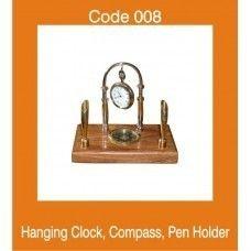 Hanging Clock With Compass And Pen Holder
