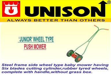 Metal Steel Frame Side Rubber Wheel Type Push Mower With Handle Without Grass Box