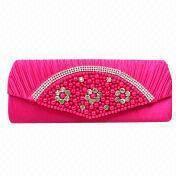 Pink Color Hand Purse With Beaded Work