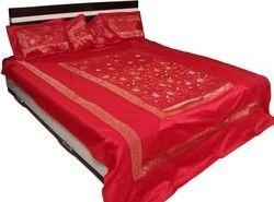 Silk Embroidered Bedspreads Bed Cover Silk With 5 Piece Set