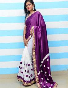 Purple Jany Silk Saree With Design Cloth
