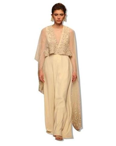 Crystal Embroidered Crepe Indo Western Dress