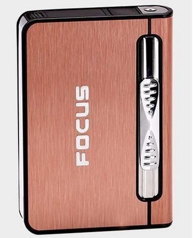 Metallic Cigarette Dispenser Case With Inbuild Lighter