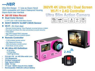 Newest Really 4K 30FPS Dual Screen 360VR Wireless Sports Action Camera H8R With Wifi Remote