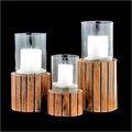 Stripped Wooden Decorative Candle Stand