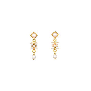 Yellow Gold Pearl Drop Earrings
