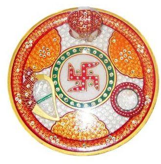 Textile Machinery Spares Mavellous Marble Beautifully Designed Ganesha Pooja Thali