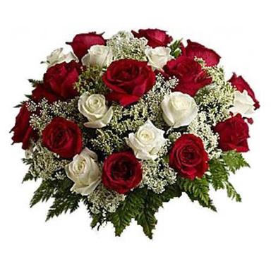 Red N White Roses Bunch