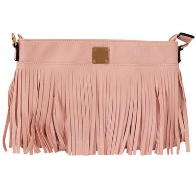 Pinki Schmick Pink Pu Leather Cross Body Fringe Bag For Women