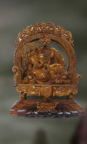 Wood Sculpture Of Lord Ganesha (Vakratunda)