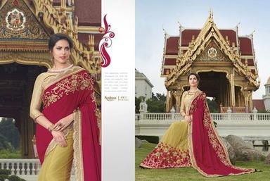 Dark Pink And Cream Designer Ambica Sarees