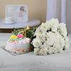 Round Vanilla Cake with a Bunch of White Carnations