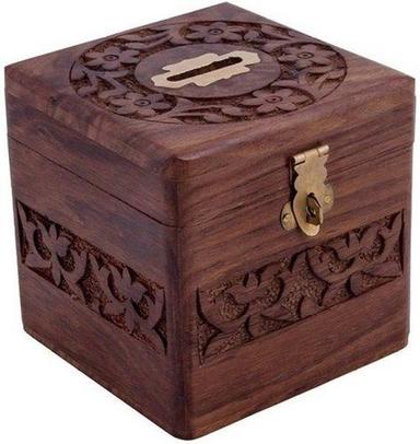  लकड़ी का चौकोर सिक्का बॉक्स 