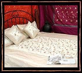 Silk Embroidery With Border Bed Cover