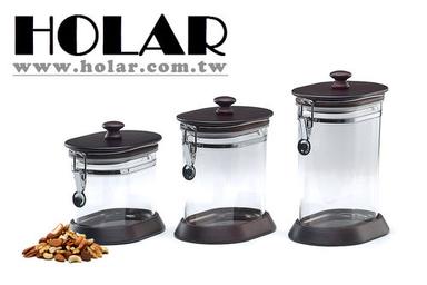 Brown Taiwan Made Solid Acrylic Food Candy Cookie Jar With Wood Lid
