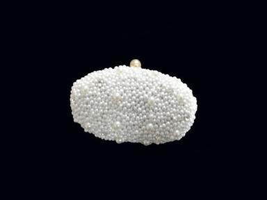Oval White Beaded Clutch Bags