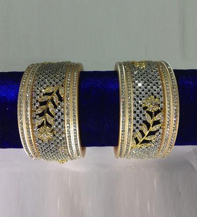 Indian Wedding Gold And Silver Kada Set Diamond Clarity: Fl