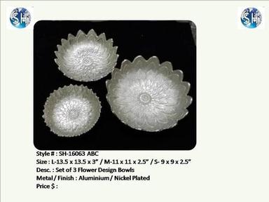 Aluminium Nickel Plated Bowl - Flower Designs  Use: Food