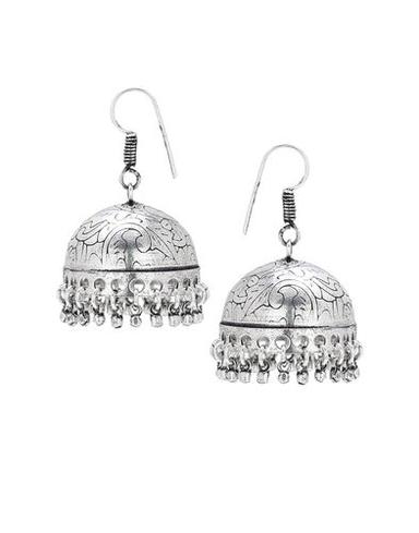 Silver Plated Hammered Jhumka