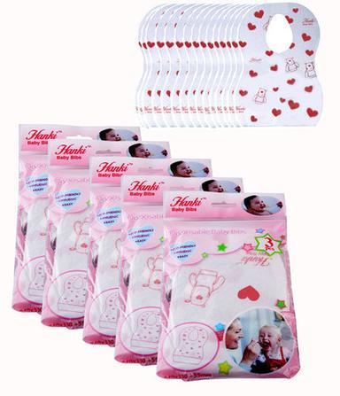 Pink And White Hanki Disposable Baby Bibs