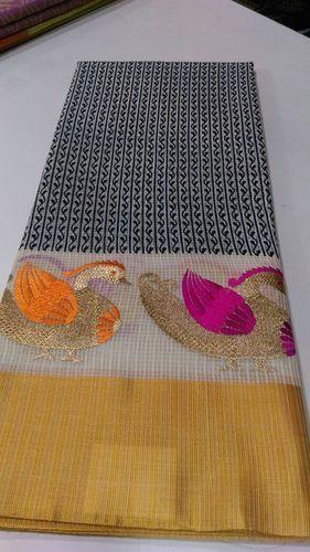 Kora Silk Embroidered Saree