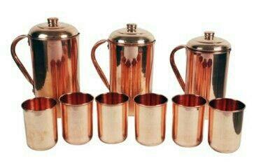 Pure Copper Water Jug And Glasses