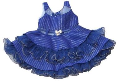 Blue Colored Casual/ Party Wear Baby Frock