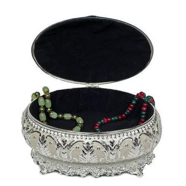 Silver Plated Enameled Jewellery/dryfruits Box