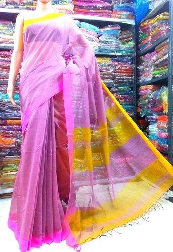 Handloom Silk Cotton Contrast Pallu Saree