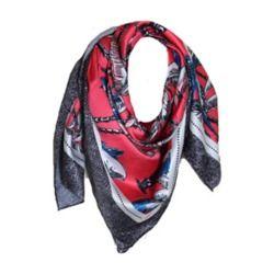 Machine Made Branded Women'S Polyester Satin Square Scarf