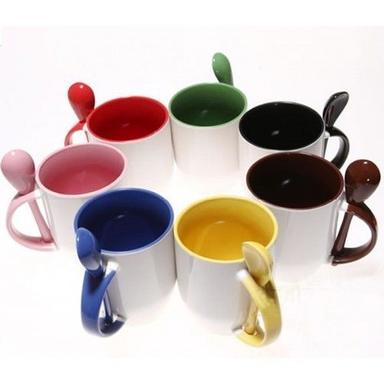 Inner Handle Color Spoon Ceramic Coffee Mug