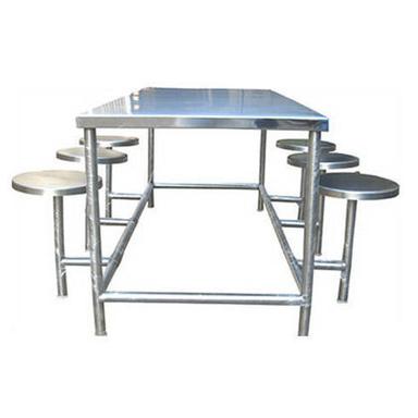 Machine Made Stainless Steel Dining Table With Fixed Chair