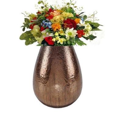 Royal Copper Silver Glass Flower Vase Height: 9.3 Inch (In)
