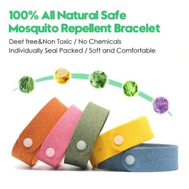 Microfiber Anti-Mosquito Button Slock Safe Deet-Free Band Bracelet Duration: 7-10Days Days