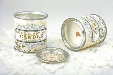 White Exclusive Interior Soy Wax Candle With A Wooden Wick With, Without Aroma