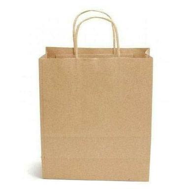 Brown Color Plain Kraft Paper Bag For Grocery With Handle Attached Application: Industrial And Commercial