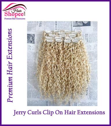 Blonde Jerry Curl Clip On Hair Extensions