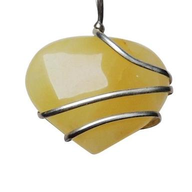 Natural Stone Yellow Quartz Wrapped Heart Pendant Weight: 8 Grams (G)