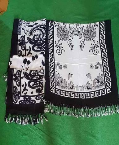 Black & White Ladies Satin Viscose Printed Stoles