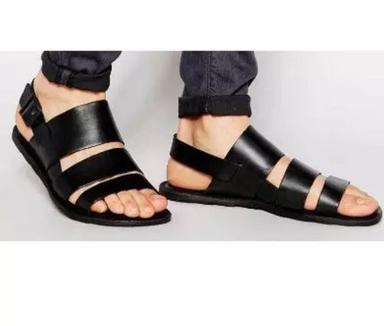 Black Leather Sandal For Men