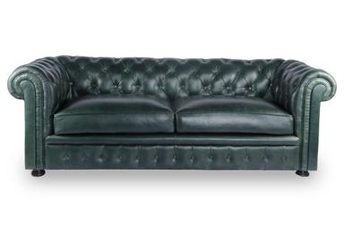 Three Seater Green Luxury Leather Sofa (Florentine) No Assembly Required